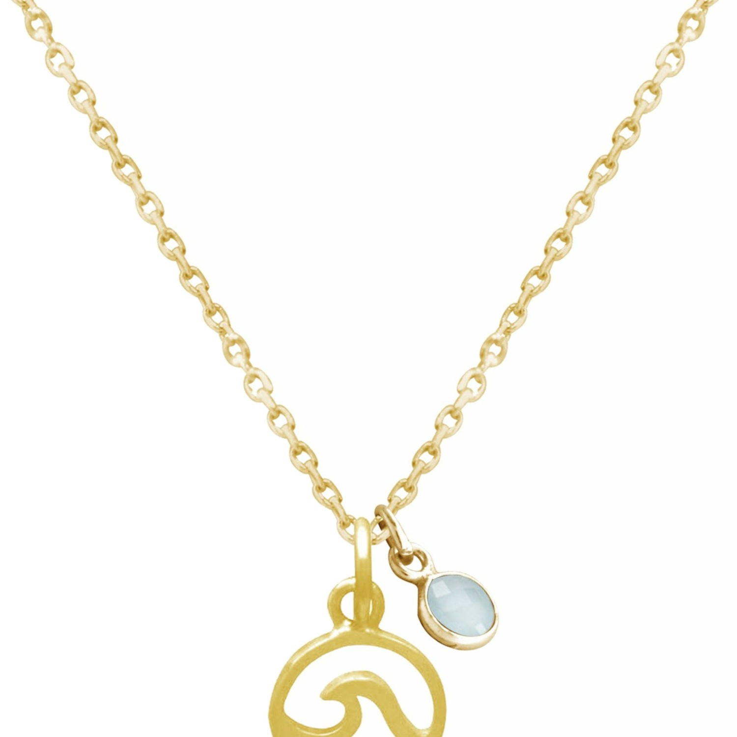 Halskette mit Anhänger 'Welle - Chalcedon'