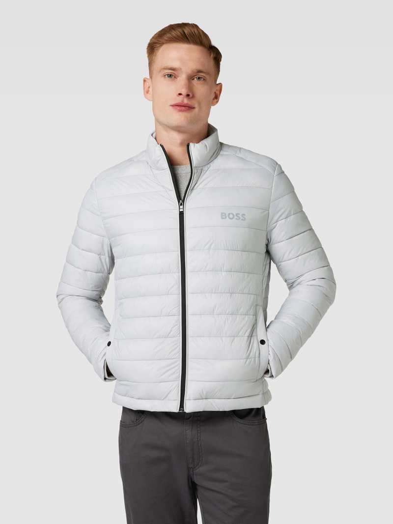 Steppjacke mit Label-Print Modell 'Calanos' in mittelgrau