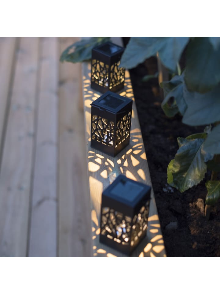 MARELIDA 3er Set LED  Solar Laternen zum Hängen oder Stellen H: 11cm in schwarz günstig kaufen onesize