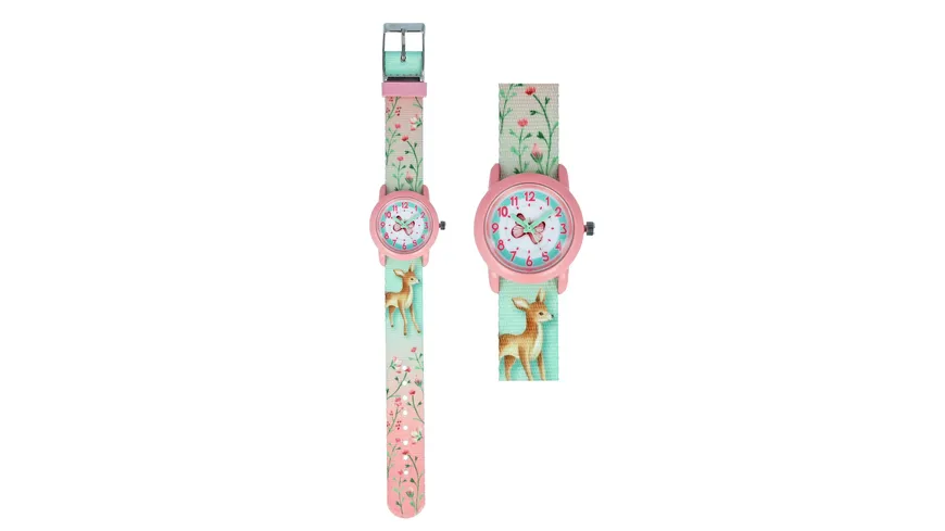 Kinderuhr 21549 - Textil - Reh - mint/rosa