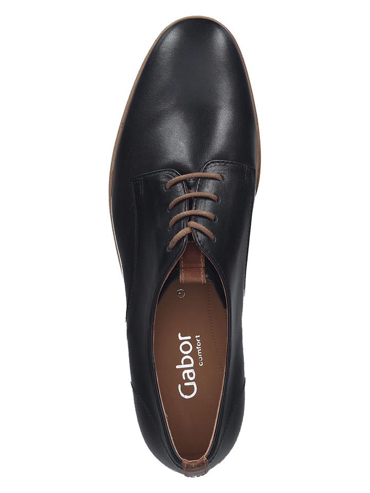 Gabor Leder-Schnürschuhe in Schwarz/ Hellbraun günstig kaufen