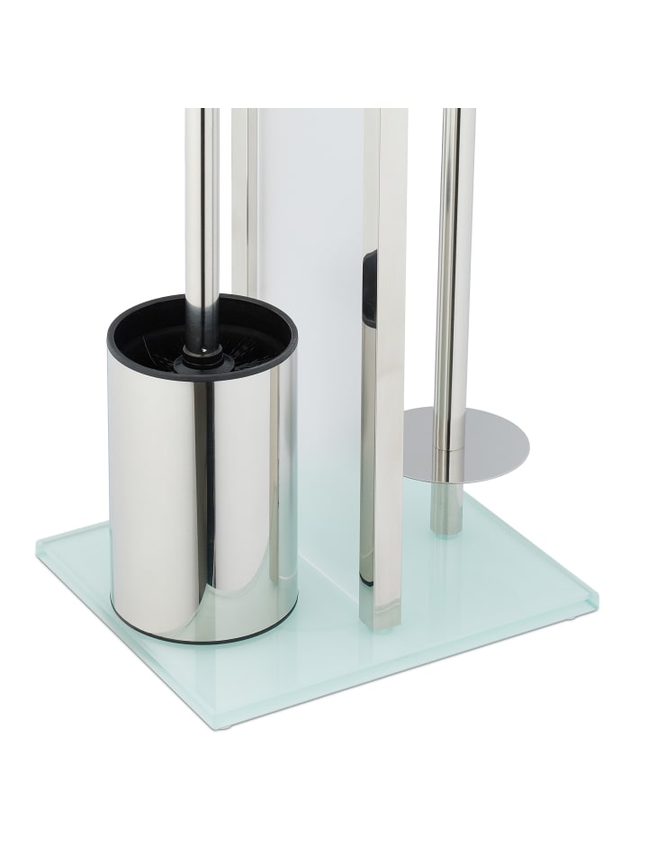 relaxdays WC Garnitur in Silber - (B)24 x (H)66 x (T)18 cm günstig kaufen onesize