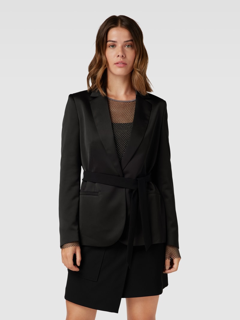 Blazer mit Bindegürtel in schwarz