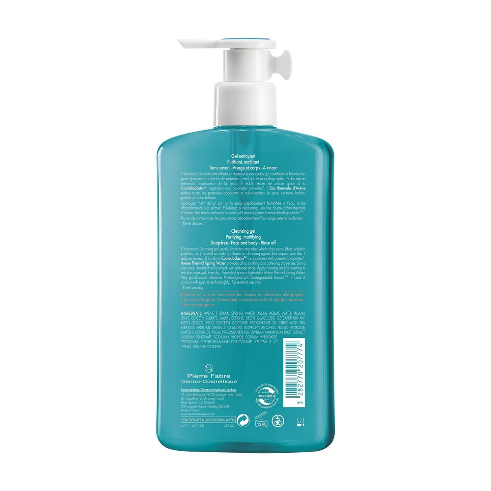 Avène CLEANANCE Gel nettoyant 400ml Mousse démaquillante