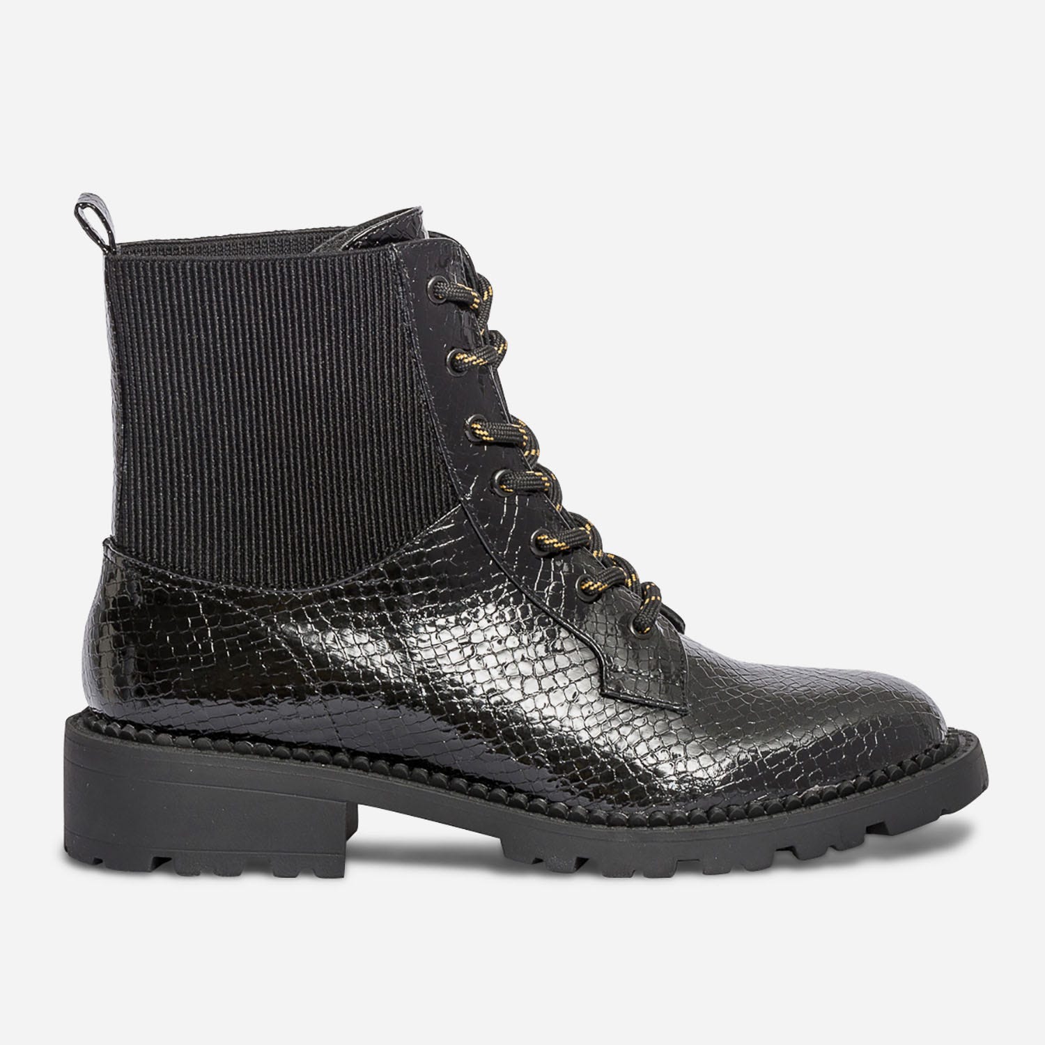Bottine TEXTO noire vernie effet python