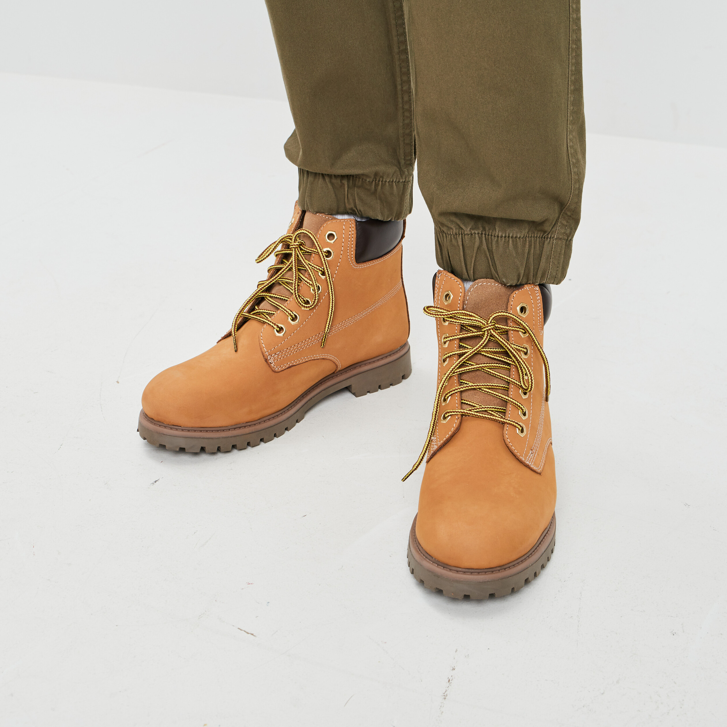 Bottines plates en cuir jaune homme | La Halle