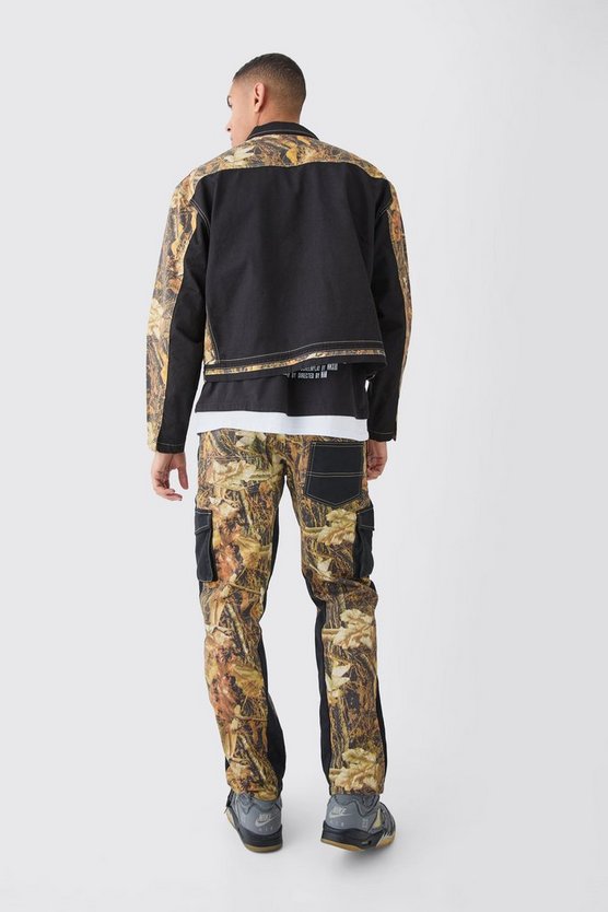 Oversized Boxy Twill Camo Harrington