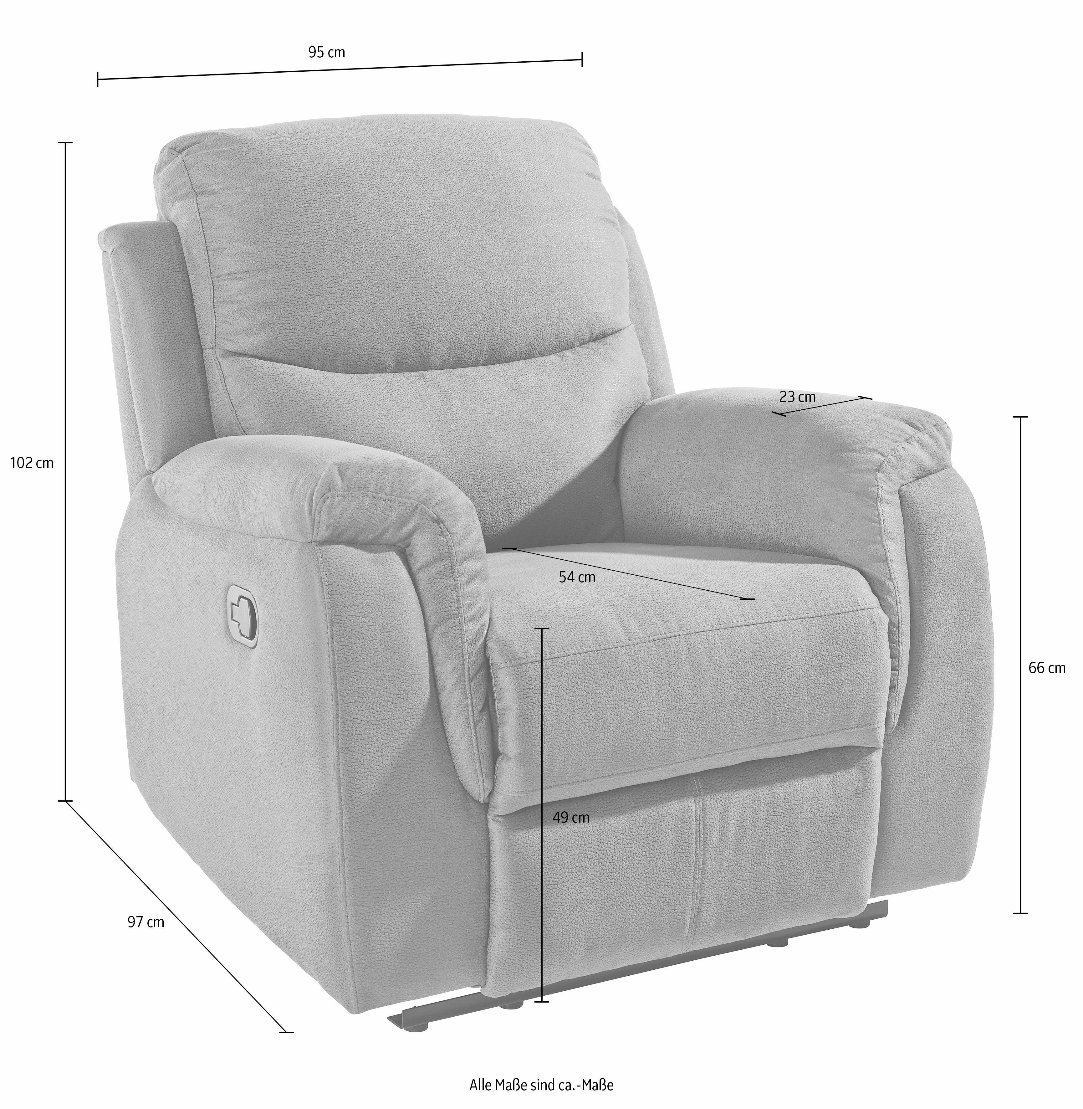 ATLANTIC home collection Relaxsessel Diana, mit Relaxfunktion und Federkern, hohe Belastbarkeit