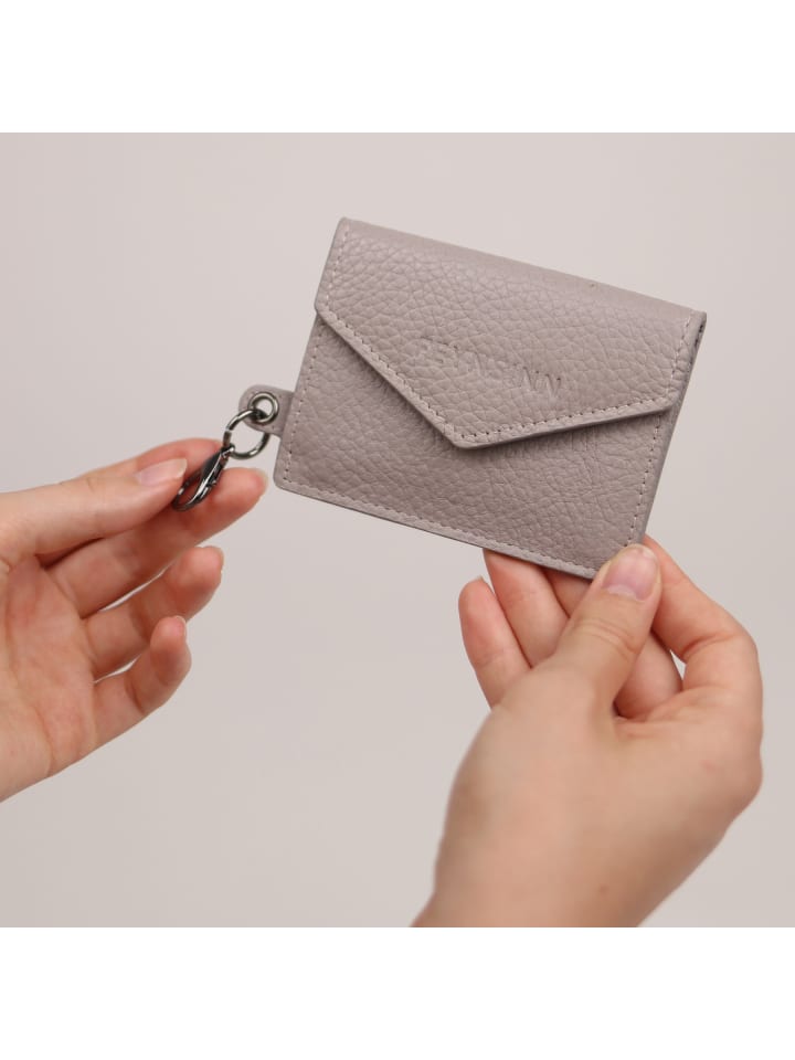 FEYNSINN Leder-Kartenetui flach mit RFID Schutz echt Leder Geldbeutel Damen groß hell-grey in grau günstig kaufen onesize