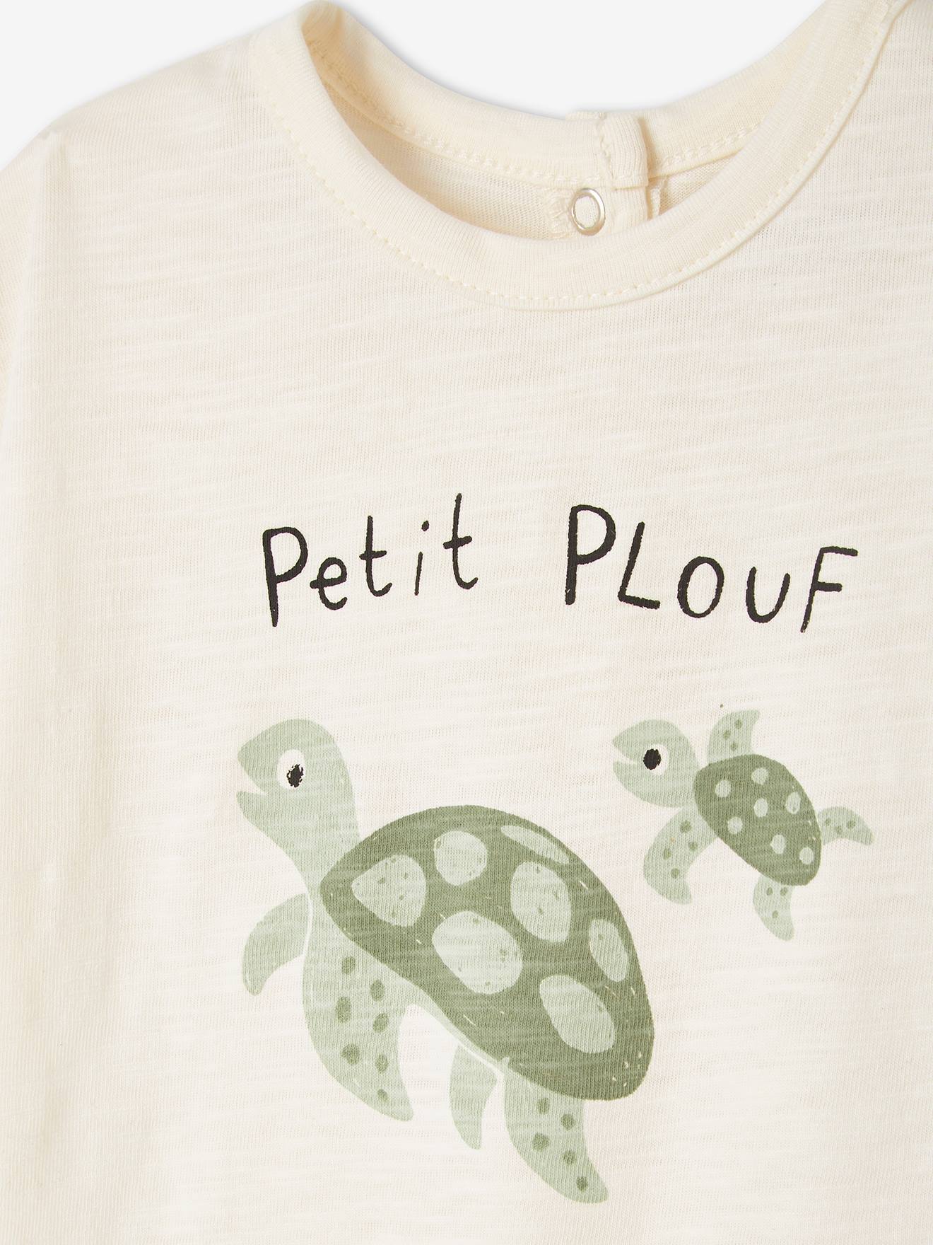Vertbaudet Bio-Kollektion: Baby T-Shirt mit Meeres-Motiven - aqua/krabe