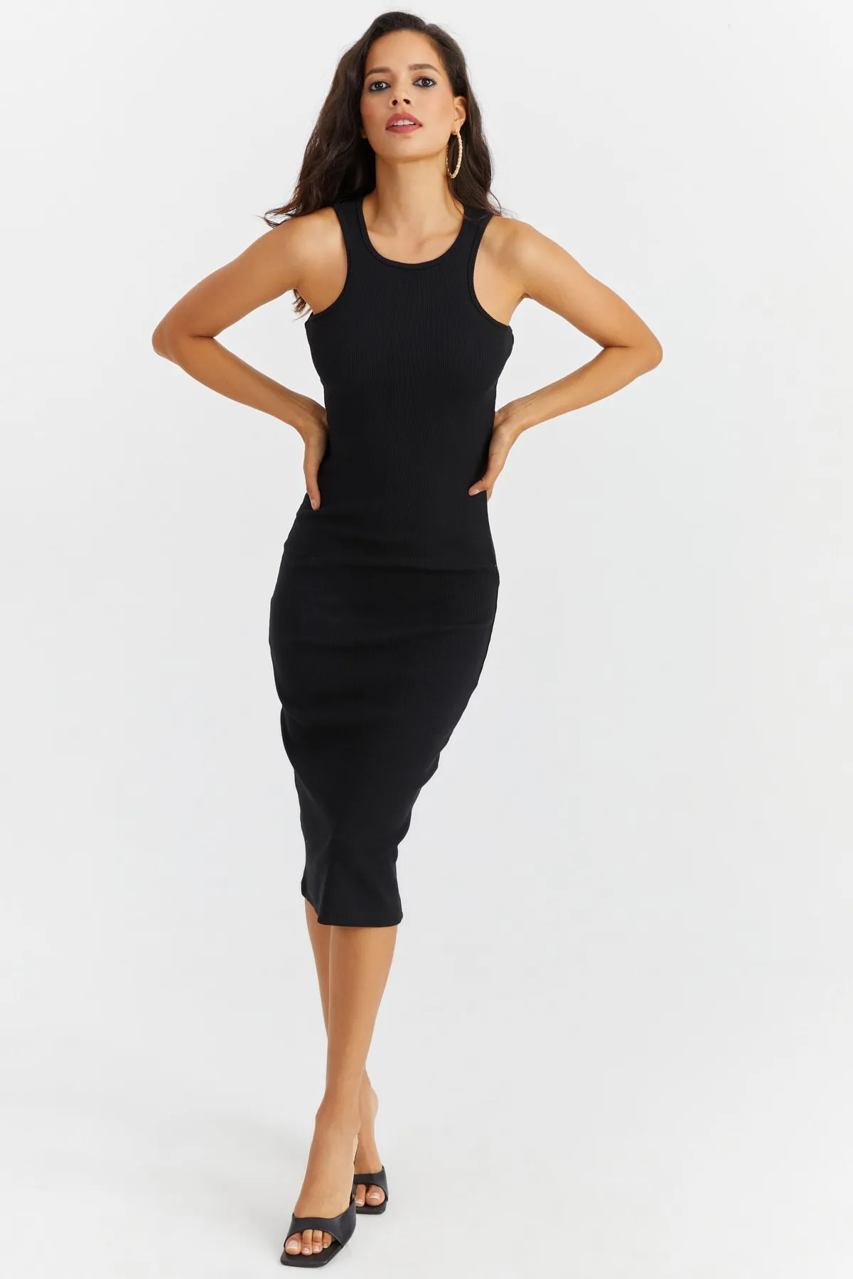 Cool & Sexy  Schwarzes, ärmelloses Camisole-Kleid für Damen Yİ2459