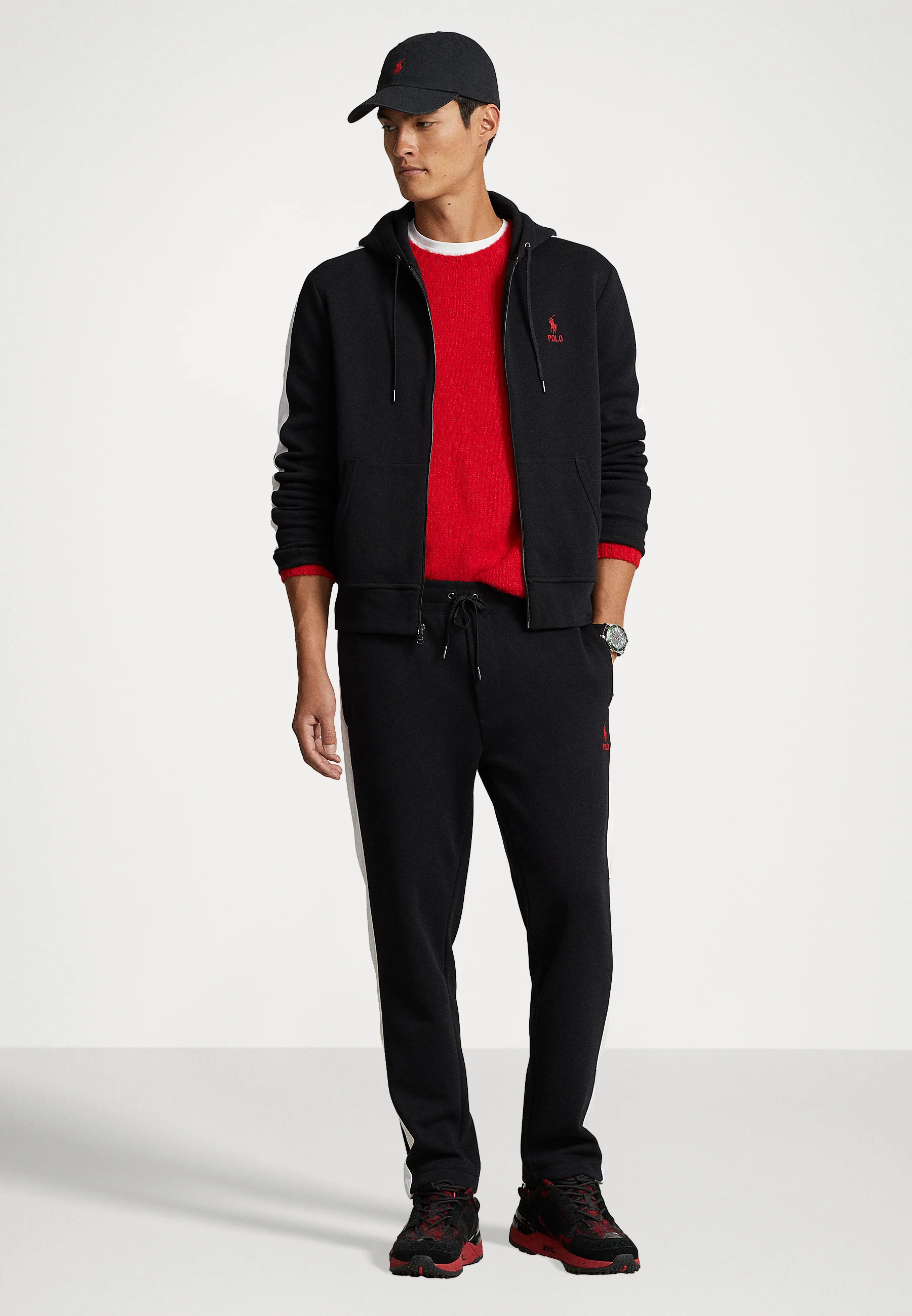 Sudadera con capucha y cremallera completa de malla de punto doble de Polo Ralph Lauren - Sudadera con cremallera