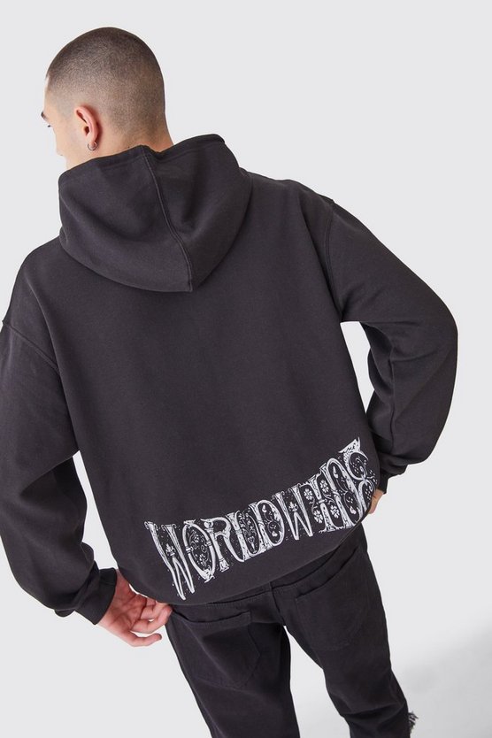 Oversize Hoodie mit Worldwide-Print