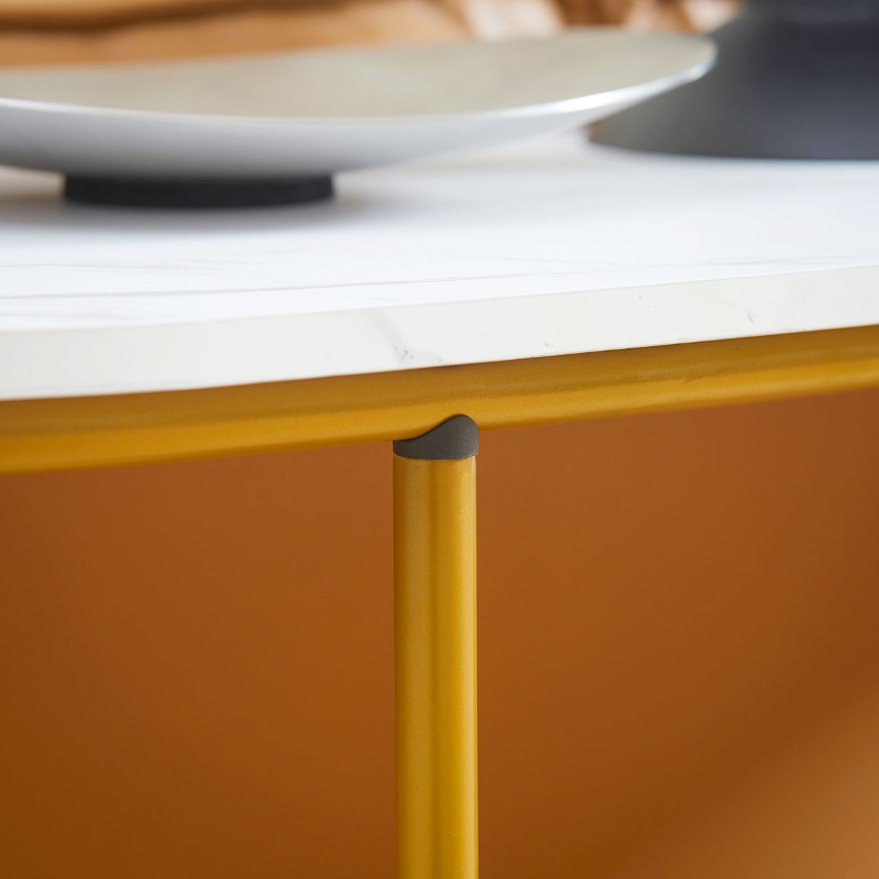 HOMCOM Konsolentisch Flurtisch Moderner Beistelltisch Sofatisch Stahl, Weiß Gold
