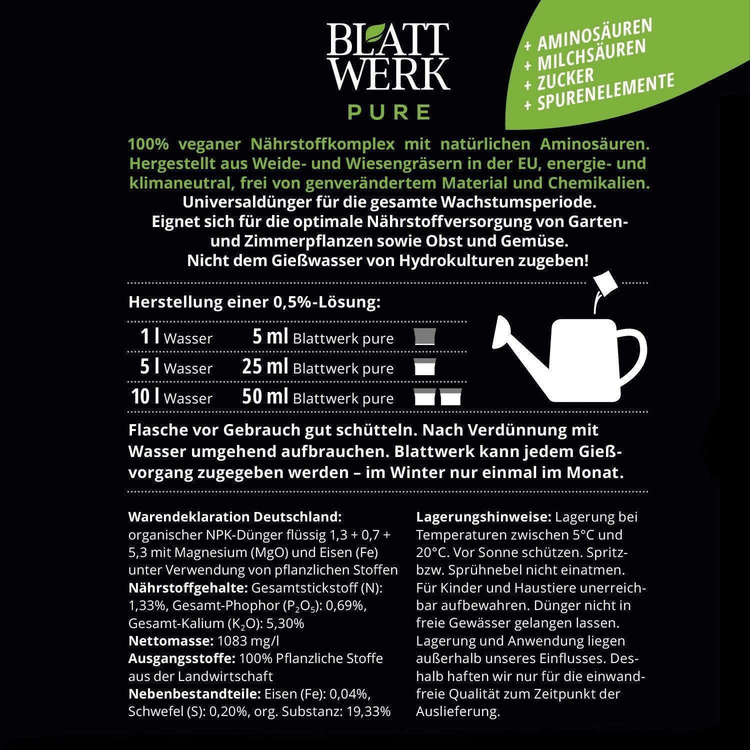 BIOFABRIK Bio-Erde BLATTWERK Dünger, Biodünger, Universaldünger vegan, (1-St)