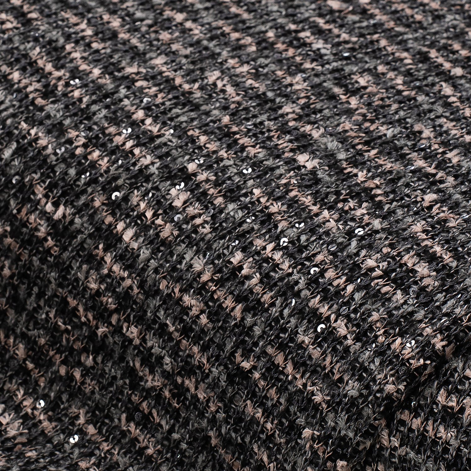 Strickstoff mit Fädchengarn und Pailletten, schwarz/rosé/grau