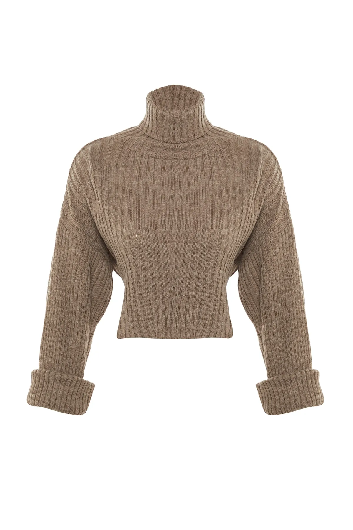Trendyol Collection  Brauner kurzer Basic-Strickpullover TWOAW22KZ0223