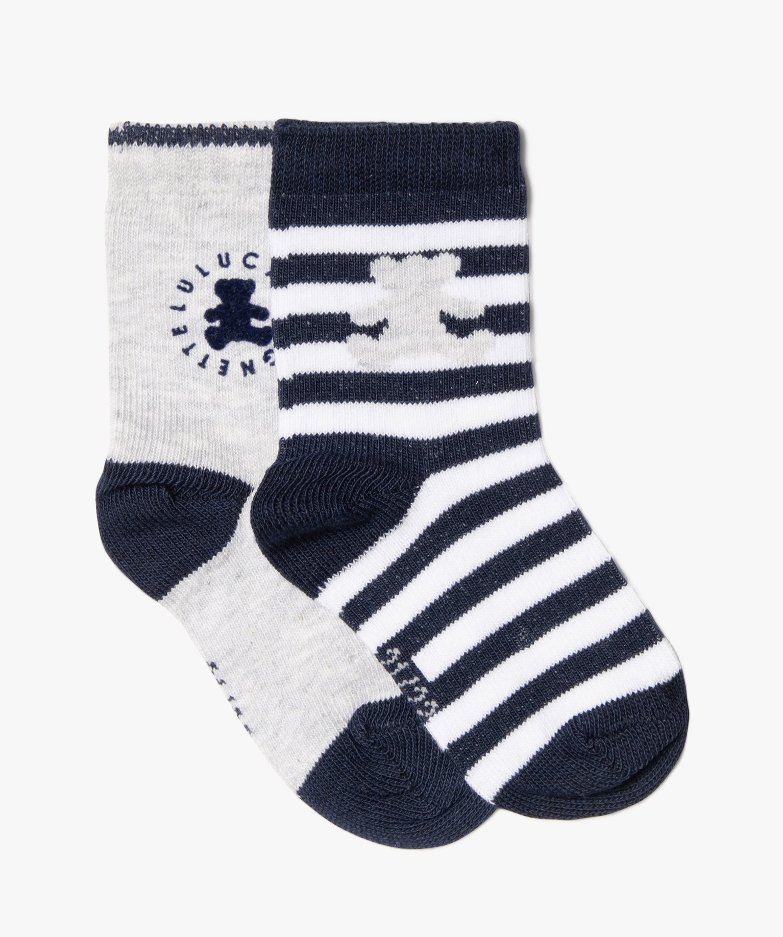 Chaussettes bébé tige haute rayées - LuluCastagnette (lot... gris | GEMO