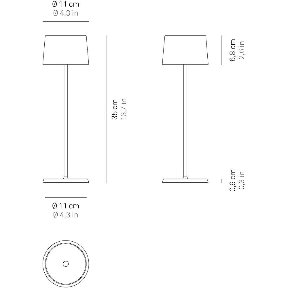 Zafferano LED Tischleuchte LED Akkutischleuchte Olivia Pro 2,2W 150lm 3000K IP65 in Dunkelgrau, keine Angabe, Leuchtmittel enthalten: Ja, fest verbaut, LED, warmweiss, Tischleuchte, Nachttischlampe, Tischlampe