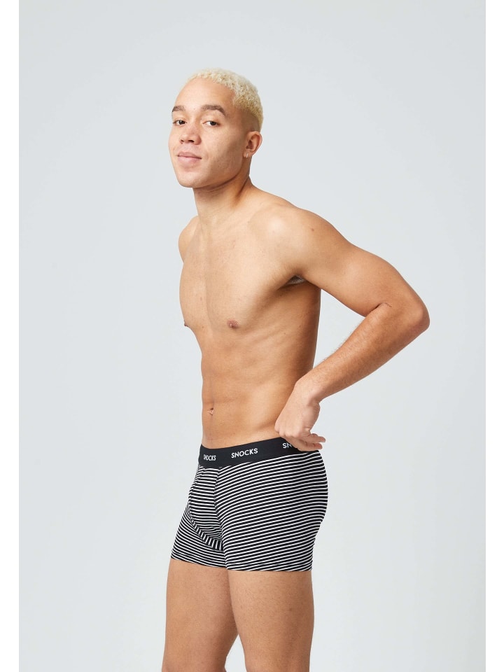 SNOCKS Boxershorts aus Bio-Baumwolle 6 Stück in Schwarze Streifen günstig kaufen