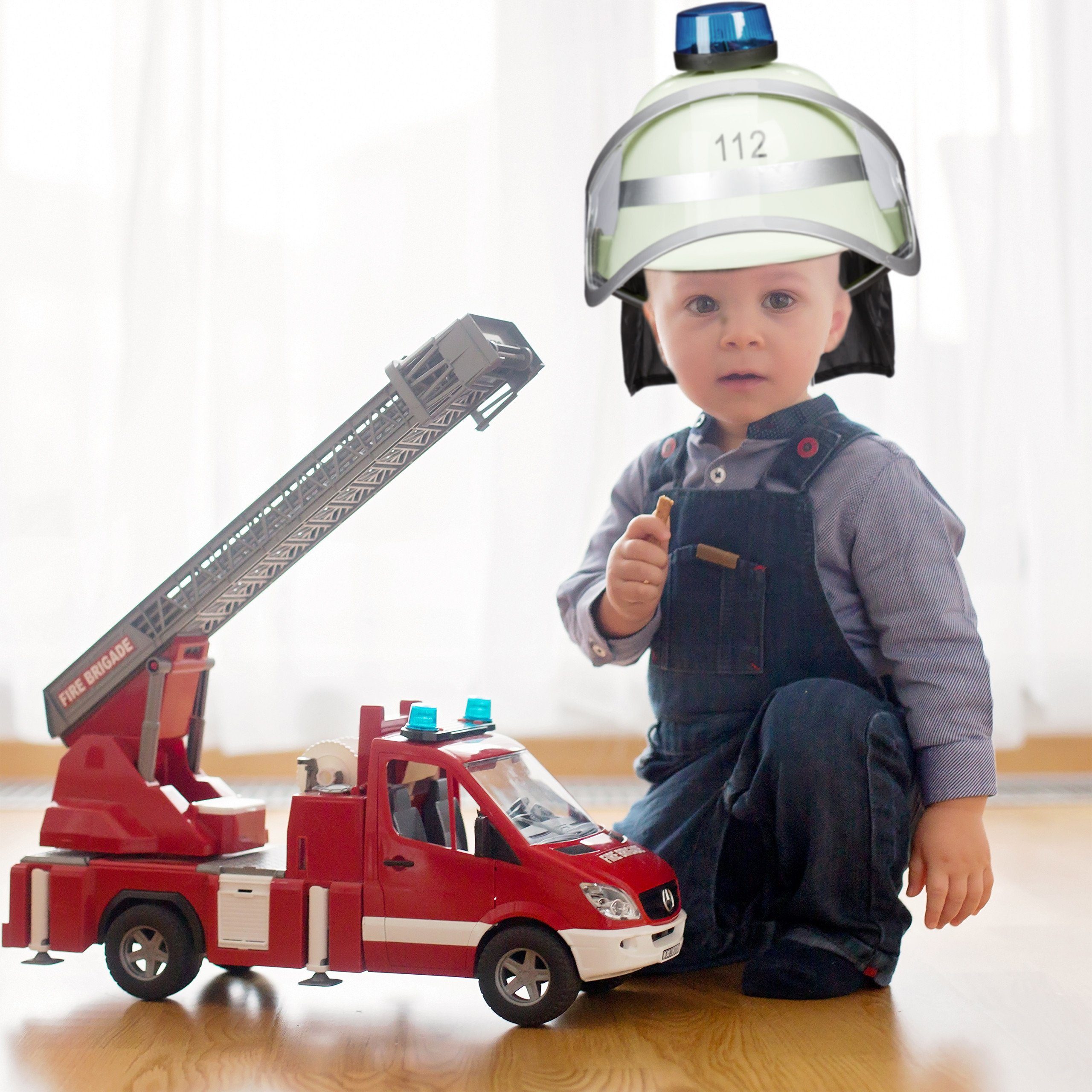 relaxdays Feuerwehrhelm Feuerwehrhelm Kinder mit Blaulicht