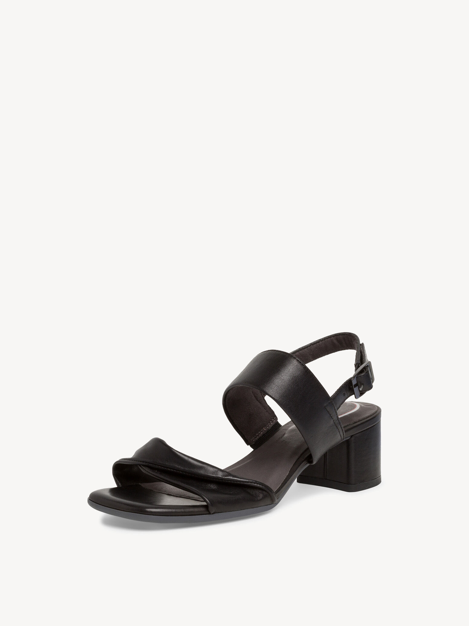 Sandale à talon en cuir - noir