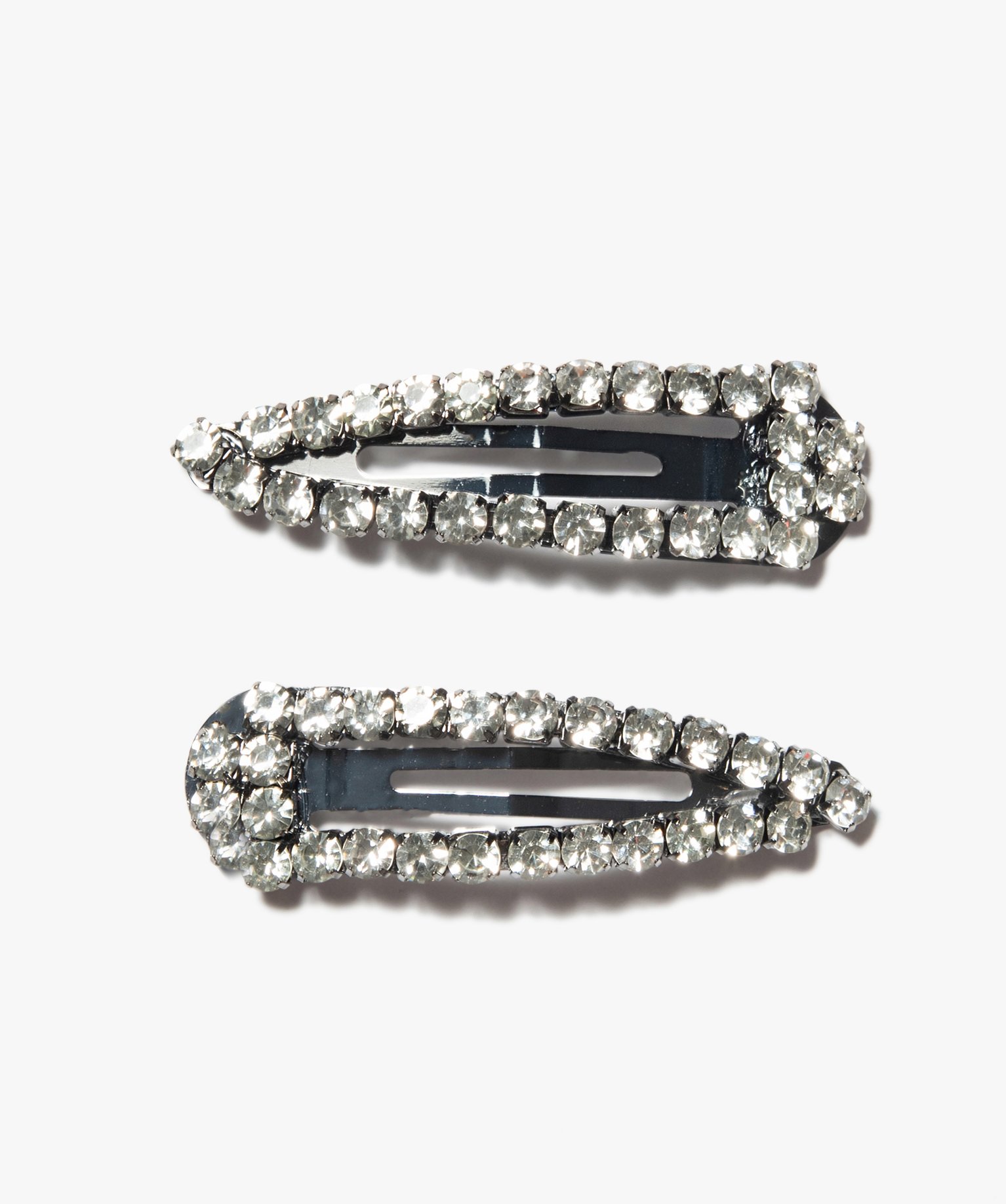 Barrettes femme forme clic-clac avec strass (lot de 2) argent | GEMO