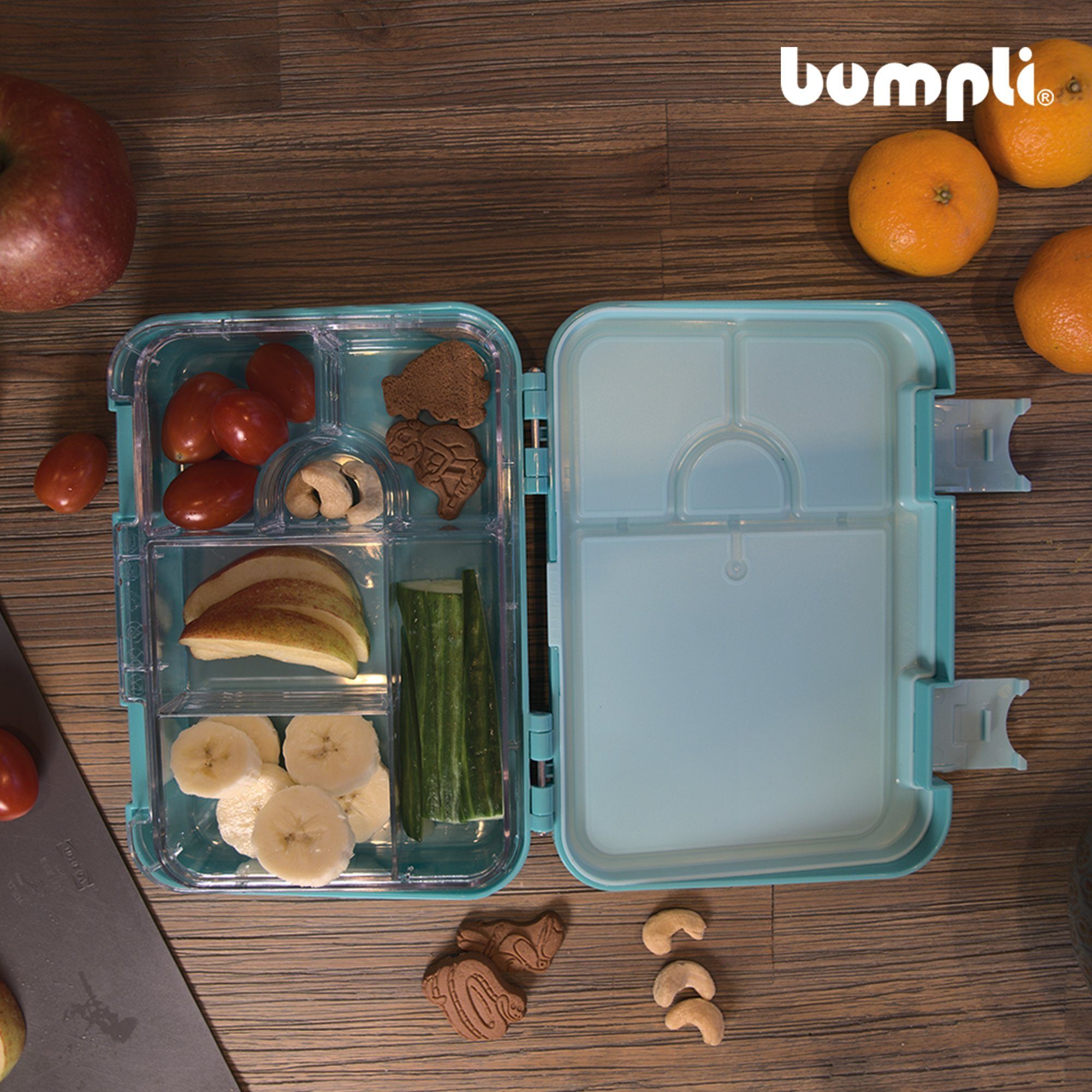 bumpli® Lunchbox Kinder Brotdose (6 Fächer) Brotbüchse, Vesperdose, Tritan, Auslaufsicher & BPA-frei- Kinderfreundliche Verriegelung