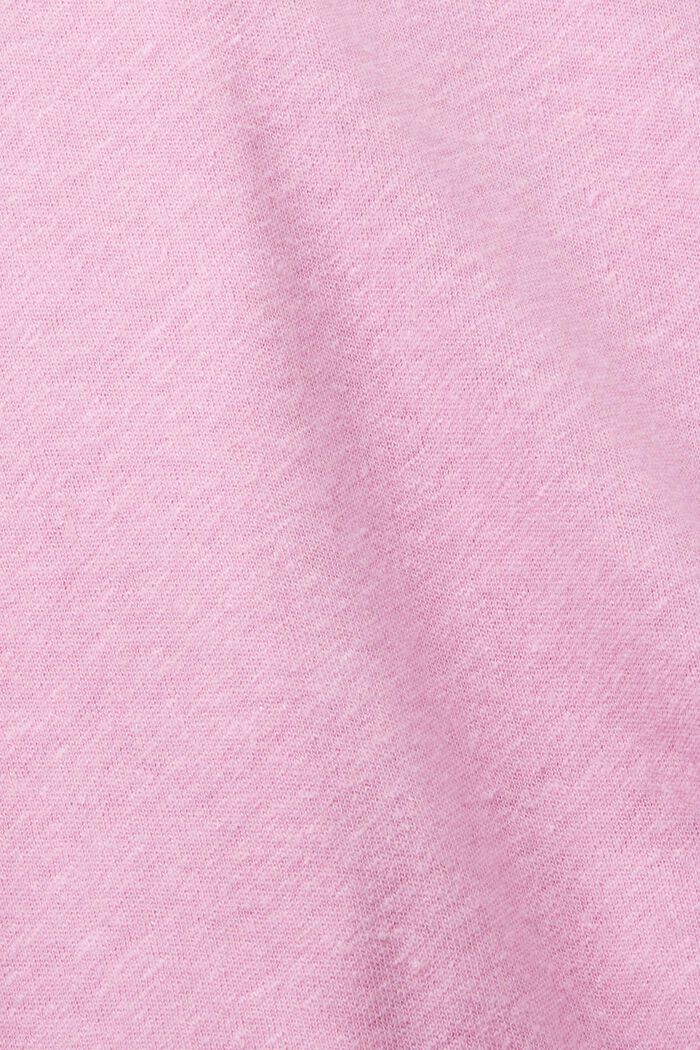 T-Shirt mit V-Ausschnitt aus Leinen-Mix