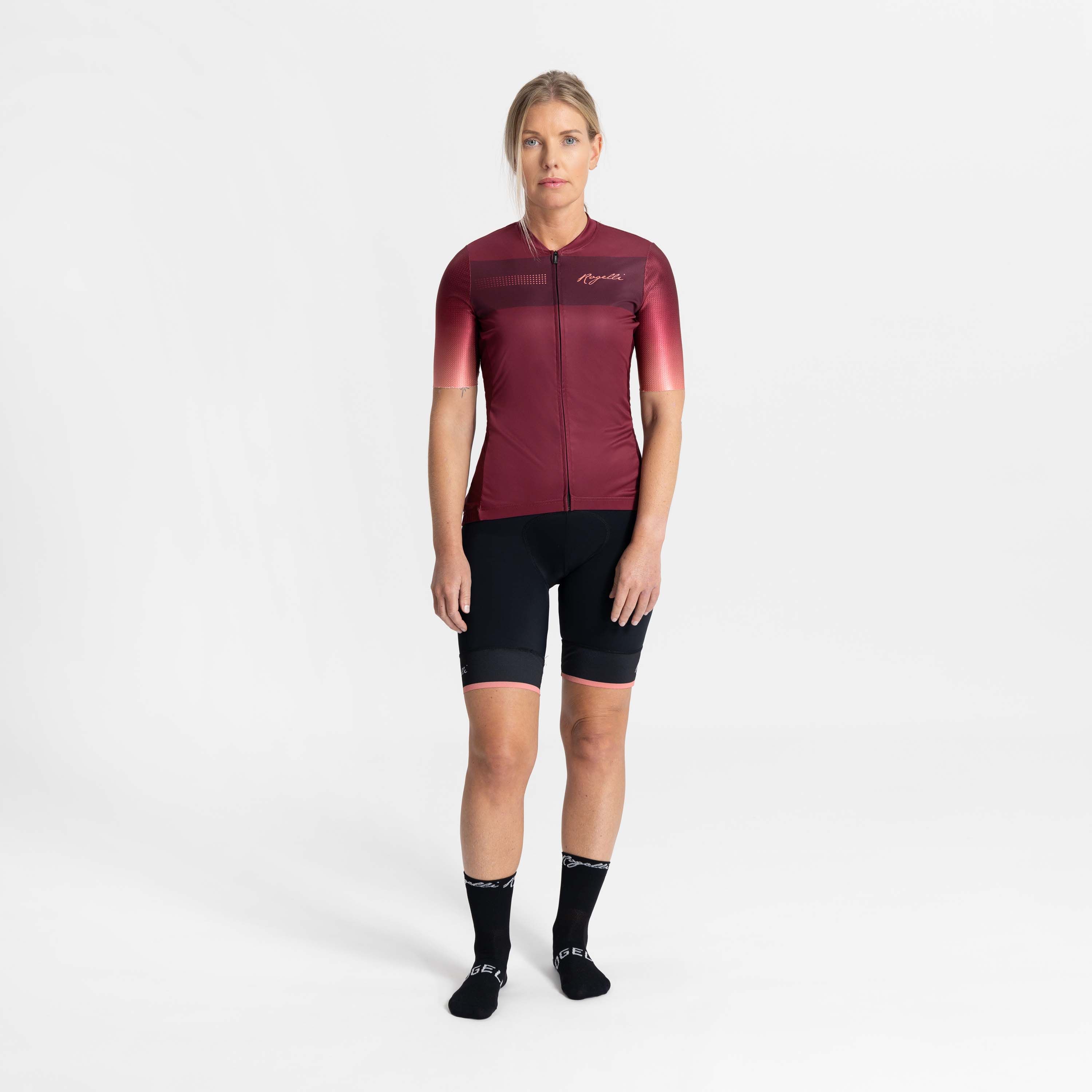 Rogelli Dawn Weinrot/Koralle Damen Radtrikot Kurzarm