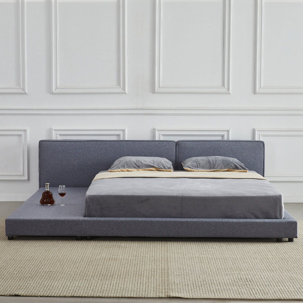 Home Deluxe HOME DELUXE Bett mit Ablage GALAXIS Grau - 140 x 200 cm