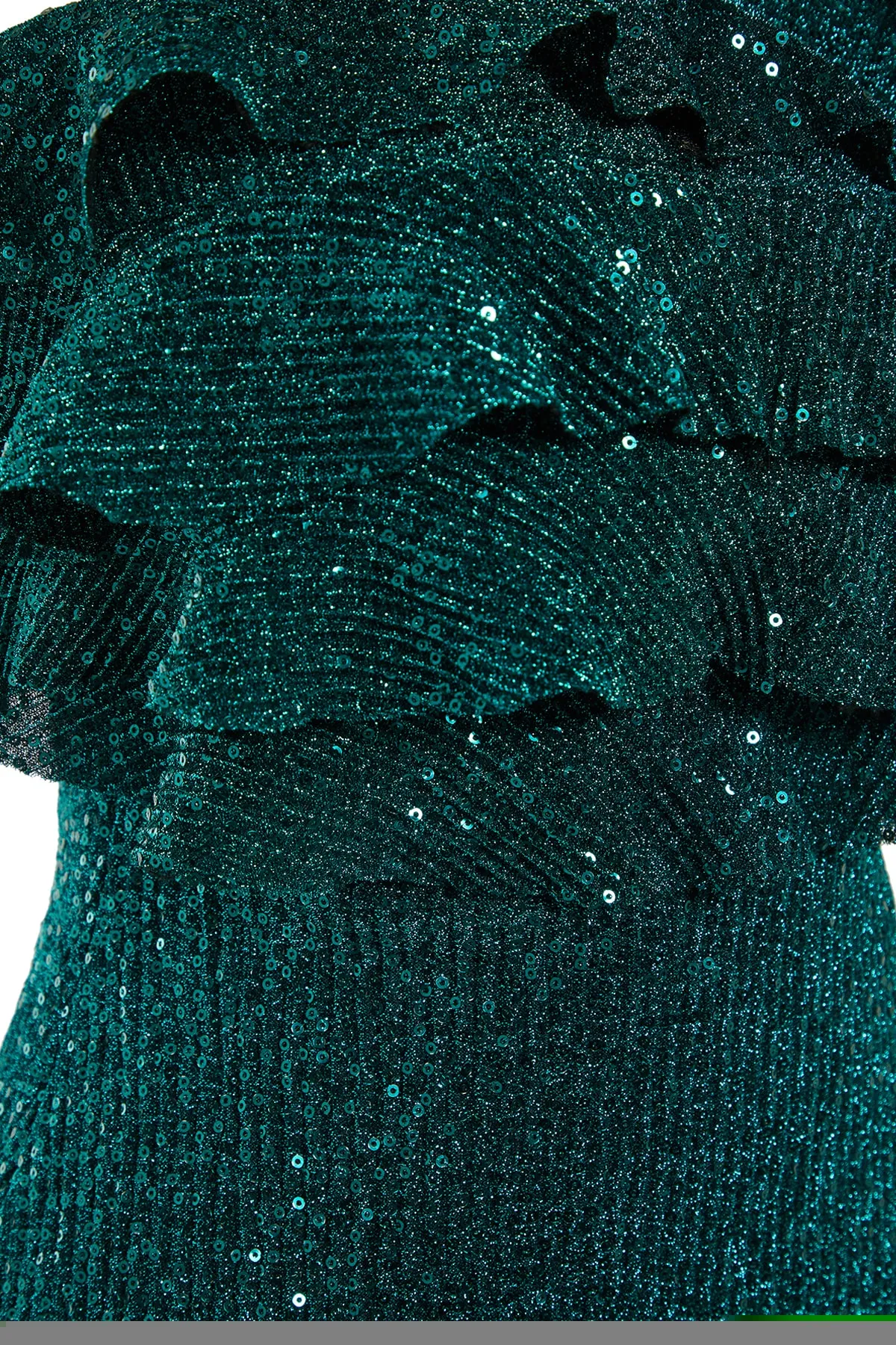 Trendyol Collection  Grünes Pailletten-Abendkleid TPRSS22EL2015