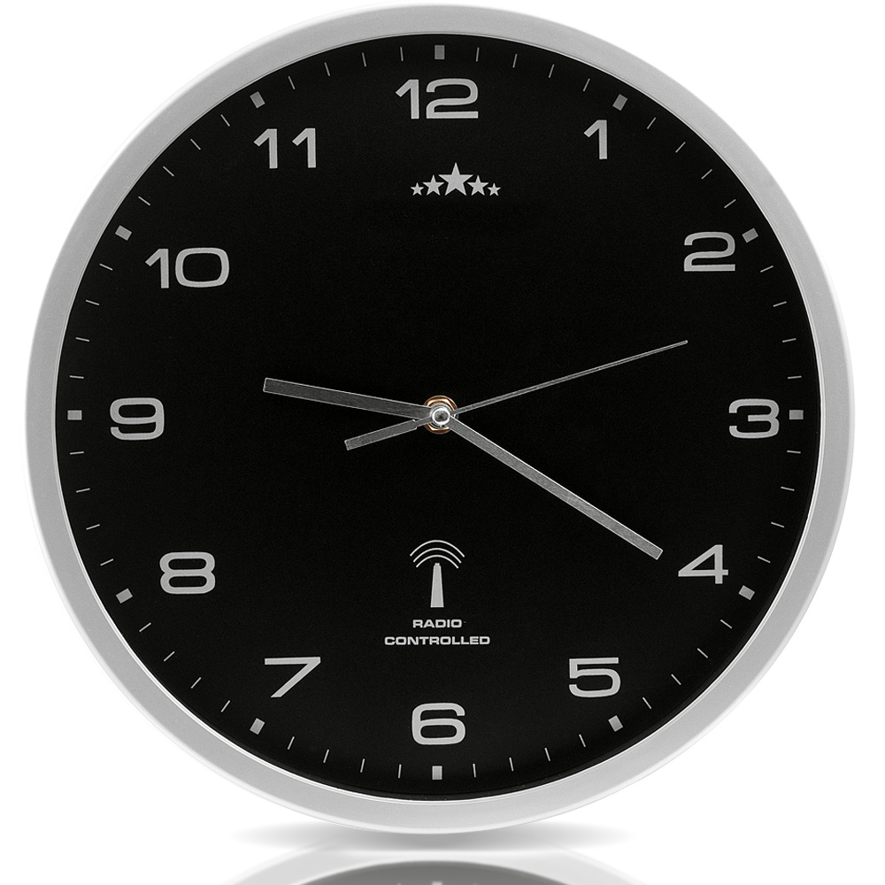Monzana Funkwanduhr Schwarz/Silber Ø31cm