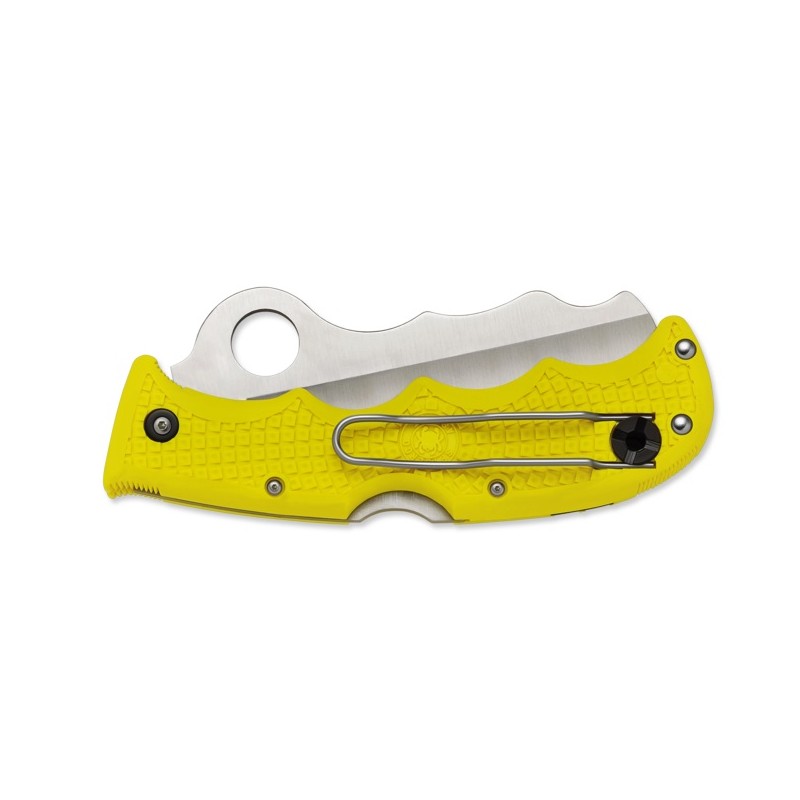 Spyderco Assist Salzgelb C79PSYL, Tauchmesser, gezackte Klinge, Klapptauchmesser.