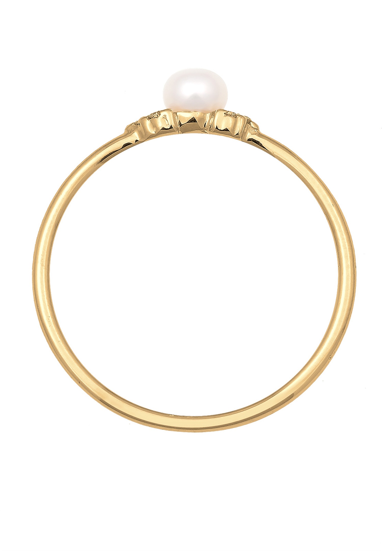 Elli DIAMONDS Ring Verlobung Perle Diamant (0.03 ct.) 585 Gelbgold