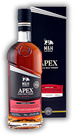 M&H Apex Sherry Cask Batch #11 2018/2021 53,6% M&H Apex Sherry Cask Batch #11 2018/2021 53,6% Hier wird sowohl die edle Tradition der Sherry-Weine als auch die Innovation des israelischen Whiskys gewürdigt. Alter 18/21 - 0,7	 Liter - Vol 53,6%