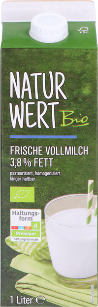 NaturWert Bio Frische Vollmilch 3,8%