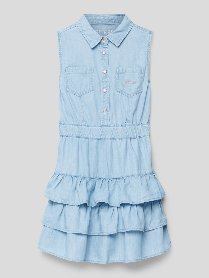 Jeanskleid mit Volants in hellblau