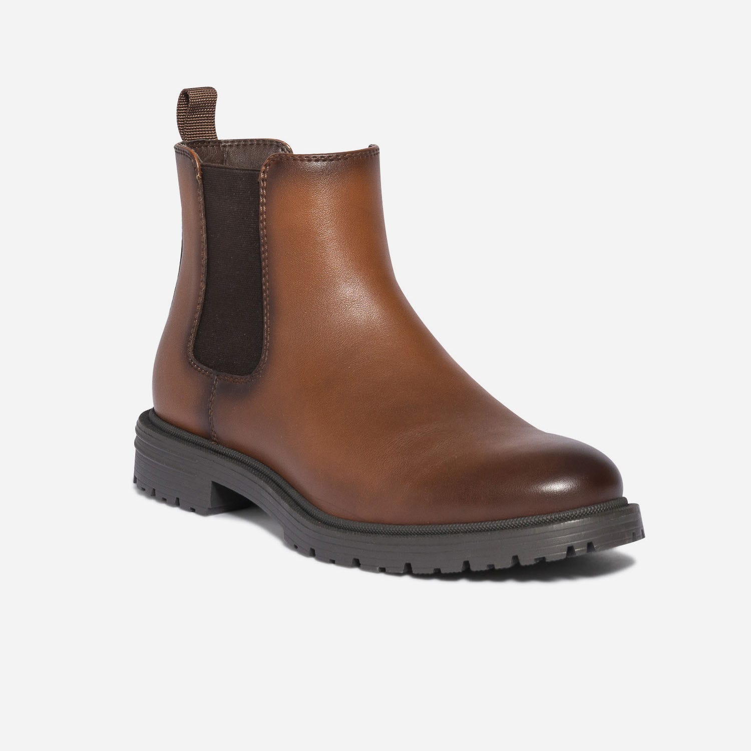 Chelsea boots cognac en semelle crantée