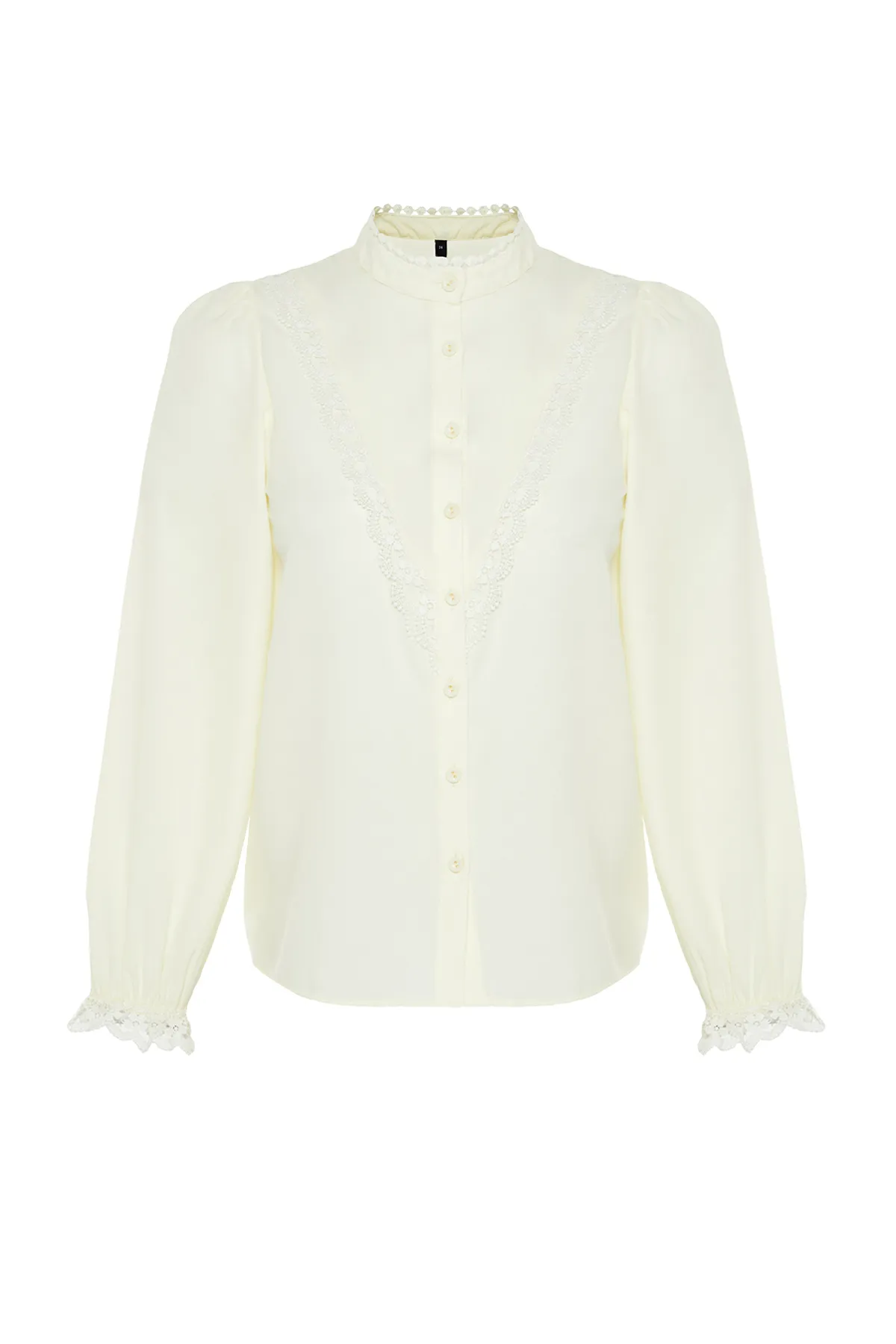 Trendyol Collection  Gelbes Baumwollhemd mit Spitzendetail - Regular Fit TWOAW21GO0077