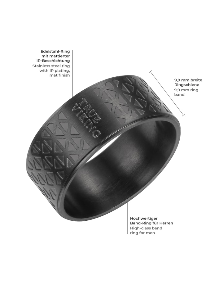 True Rebels Ring Edelstahl schwarz in schwarz günstig kaufen
