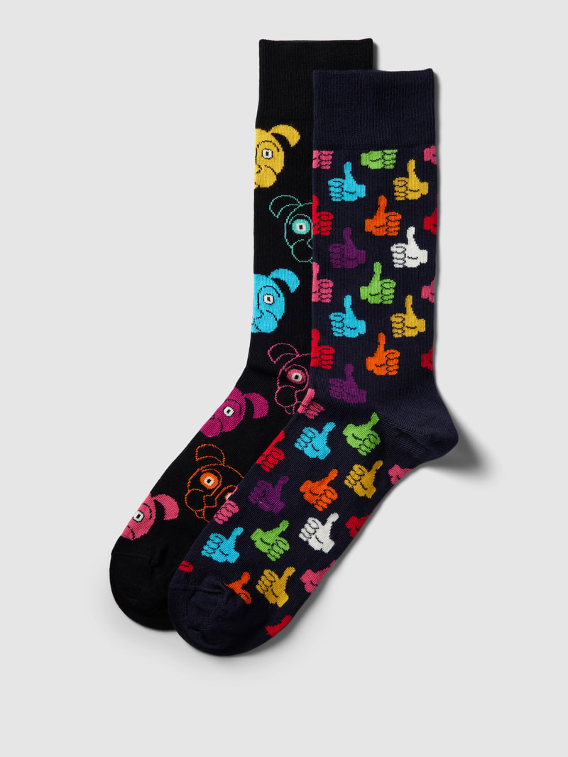 Socken mit Allover-Muster im 2er-Pack in schwarz