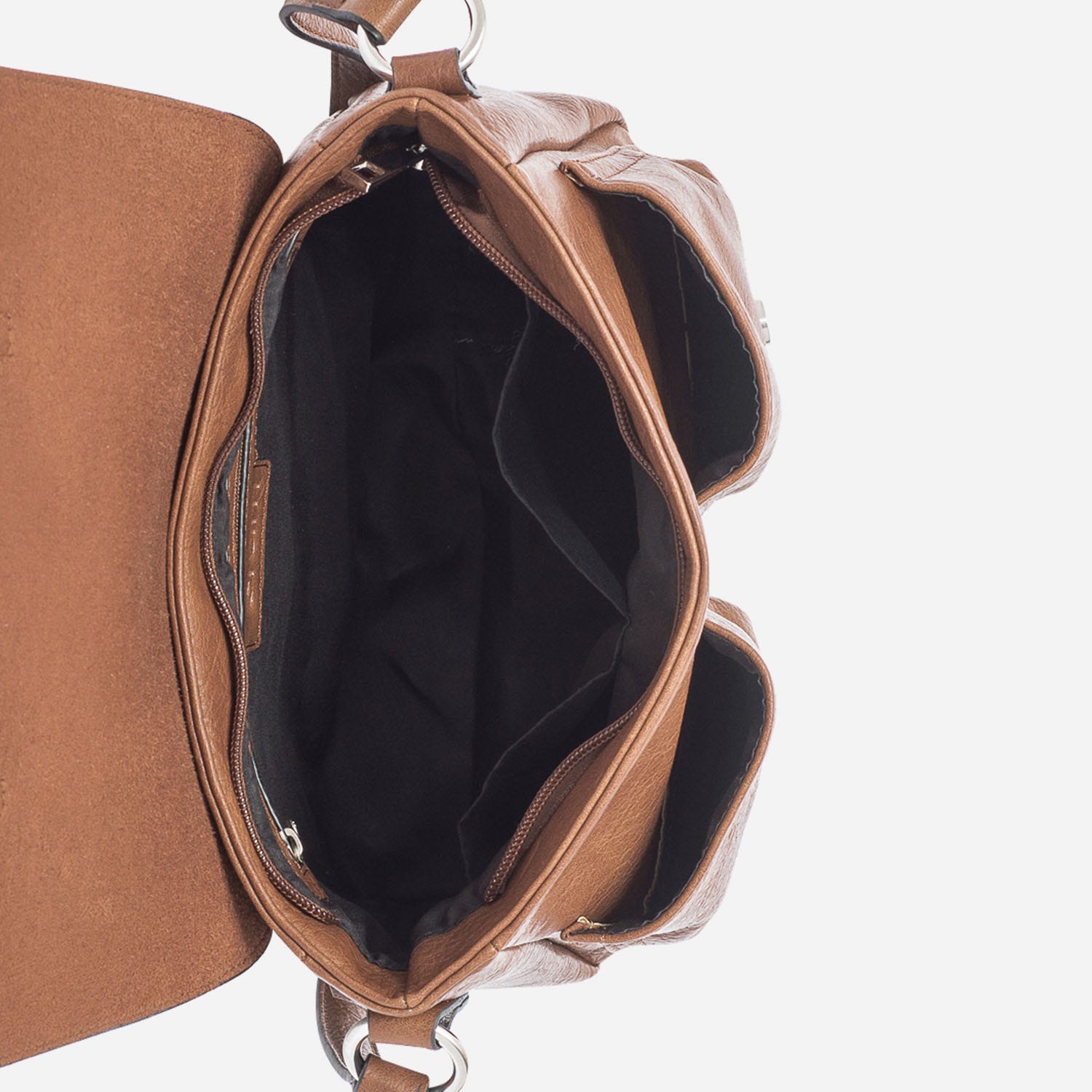 Sac bandoulière cognac à double boucle