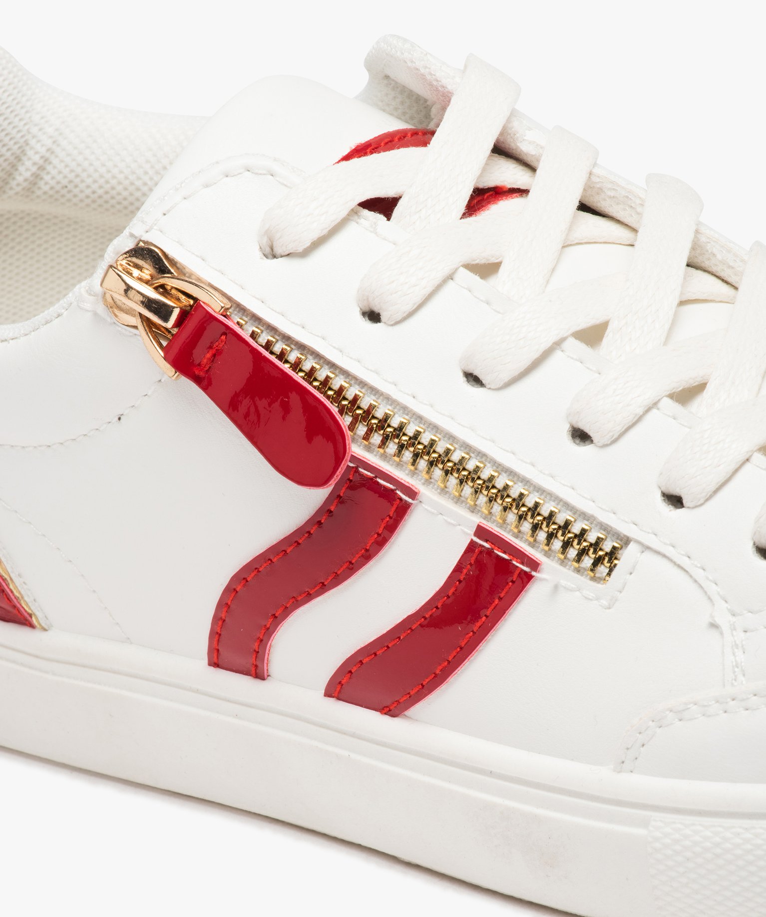 Baskets femme à zip fantaisie avec détails vernis contrast... blanc | GEMO