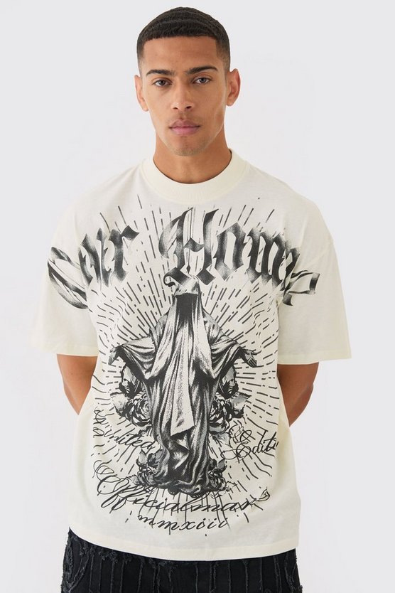 Oversize T-Shirt mit Pour Homme Print
