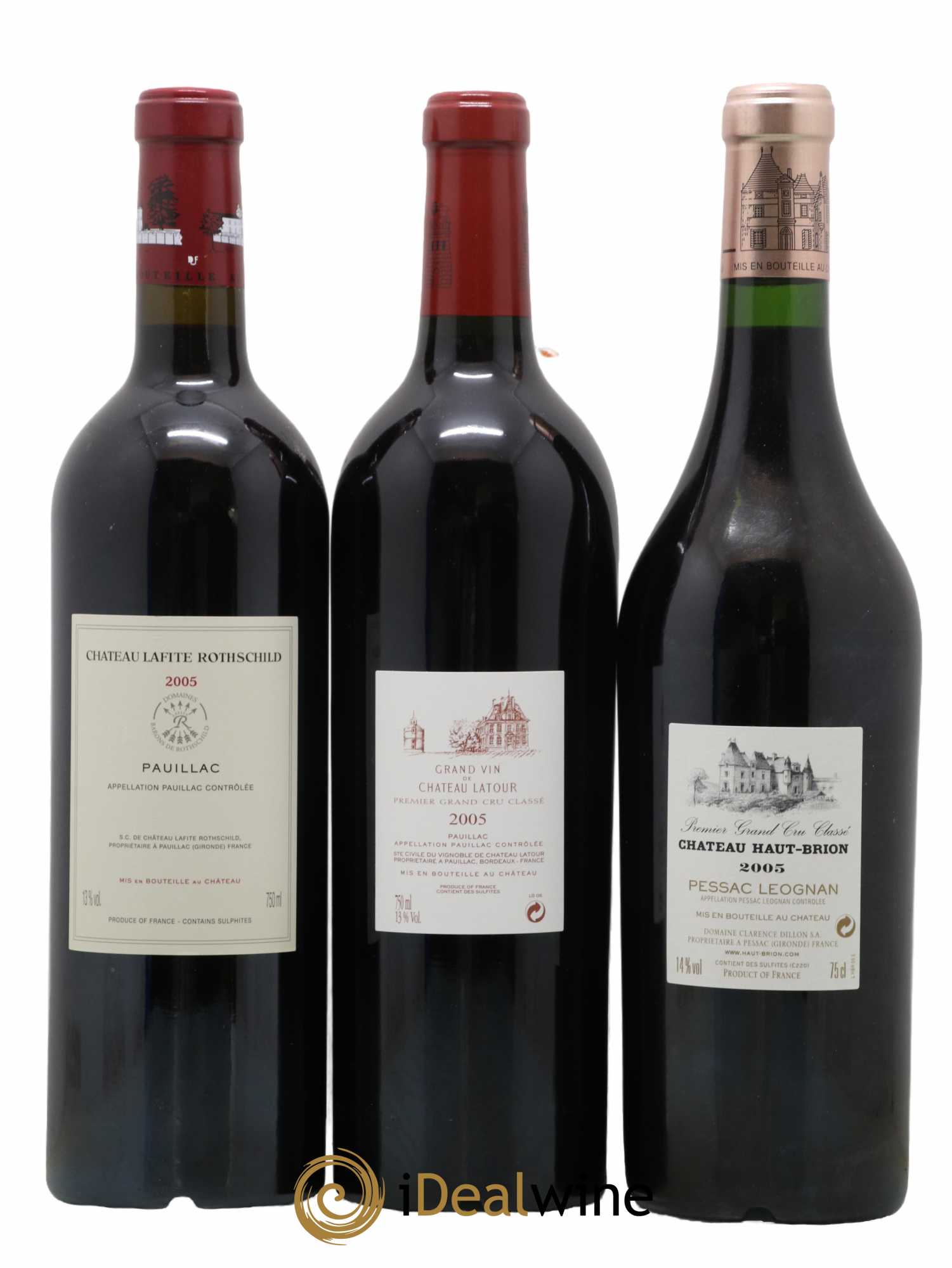 Caisse Collection Duclot 2005 Lafite Rothschild Mission Haut-Brion Haut-Brion Yquem Pétrus Cheval Blanc Mouton Rothschild La Tour Margaux 2005 - Lot de 9 Bouteilles