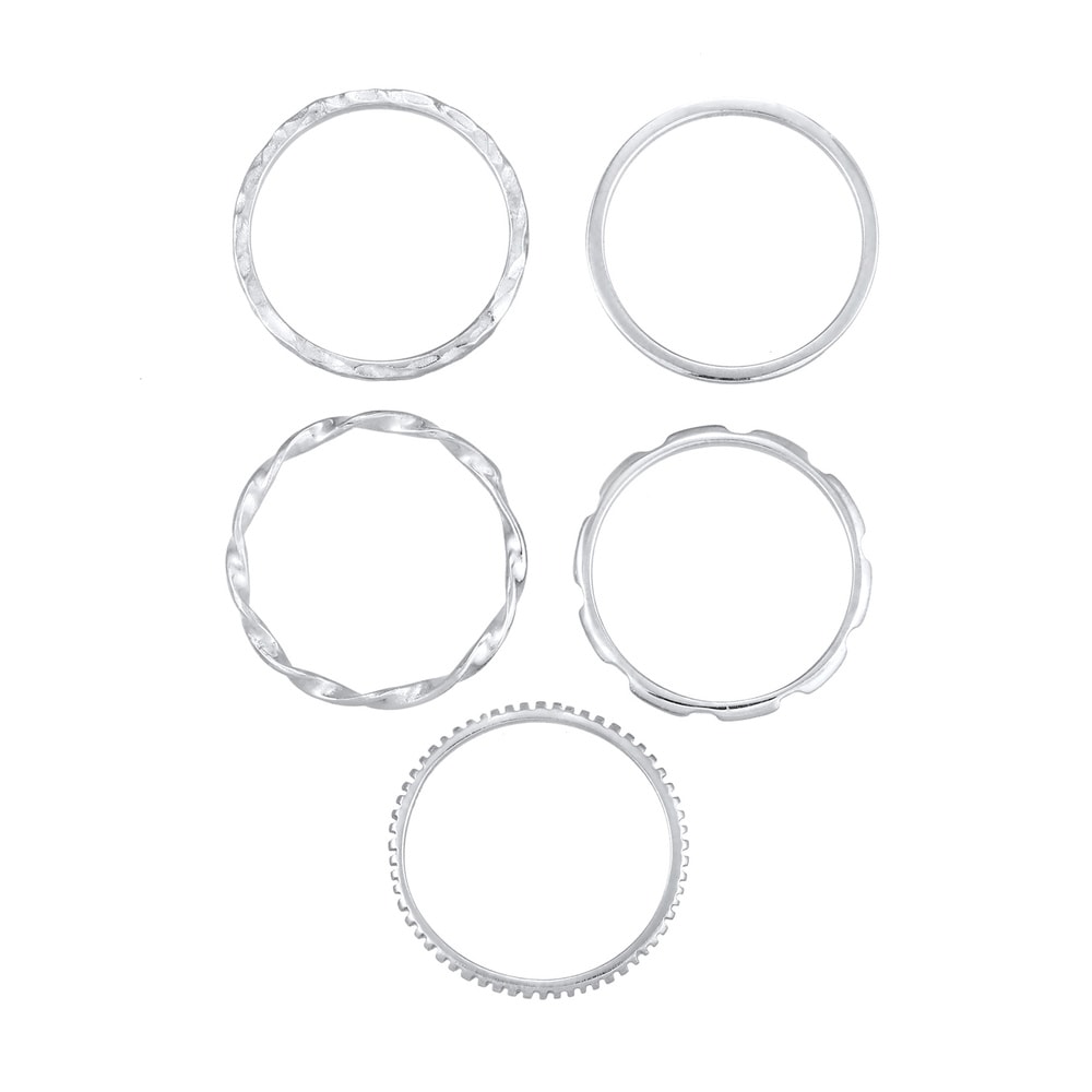 Elli Elli Bague Bagues superposées pour femmes - Lot de 5 - Tendance minimale filigran Bague