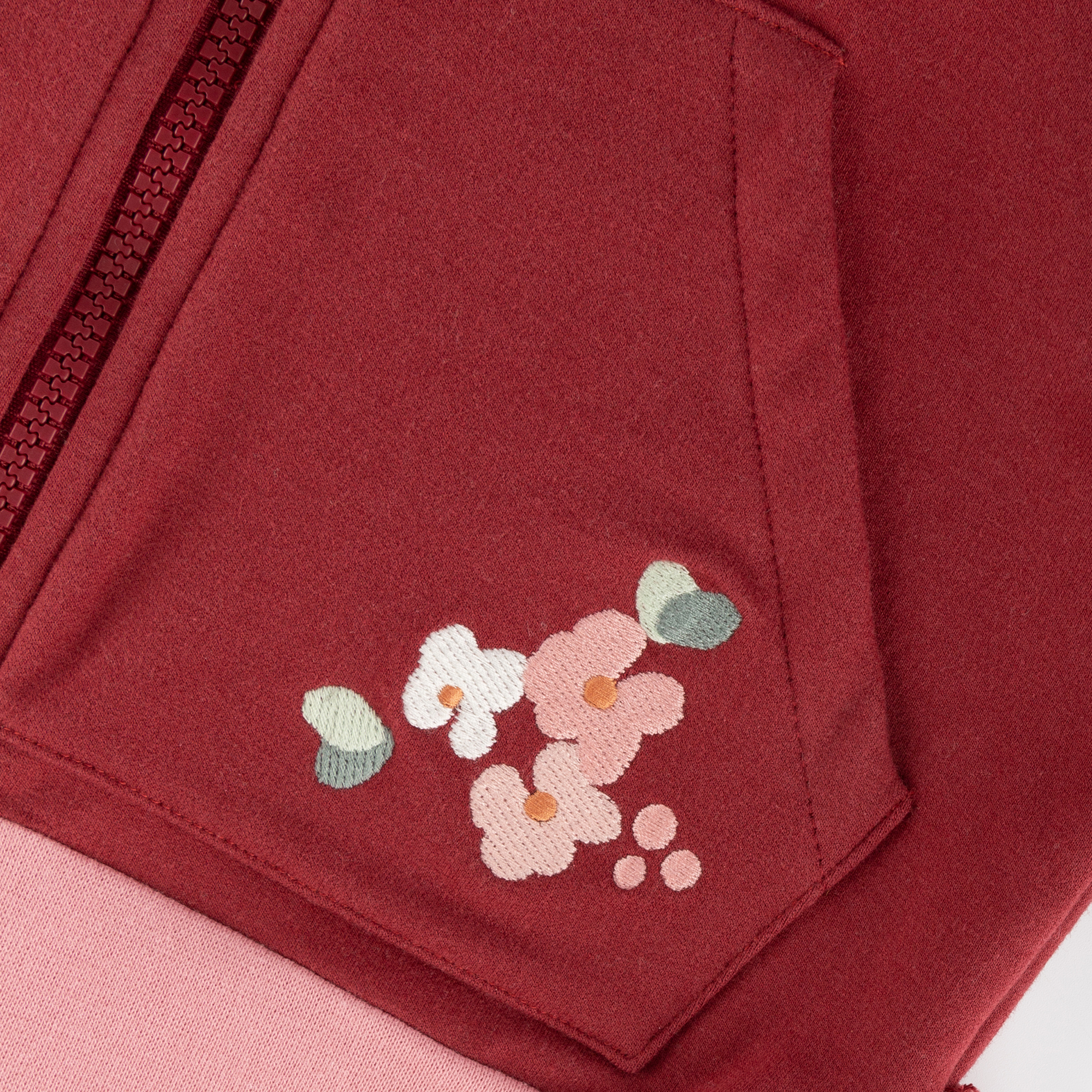 Kinder Sweatjacke mit Kapuze und Stickmotiv Blumen, dunk