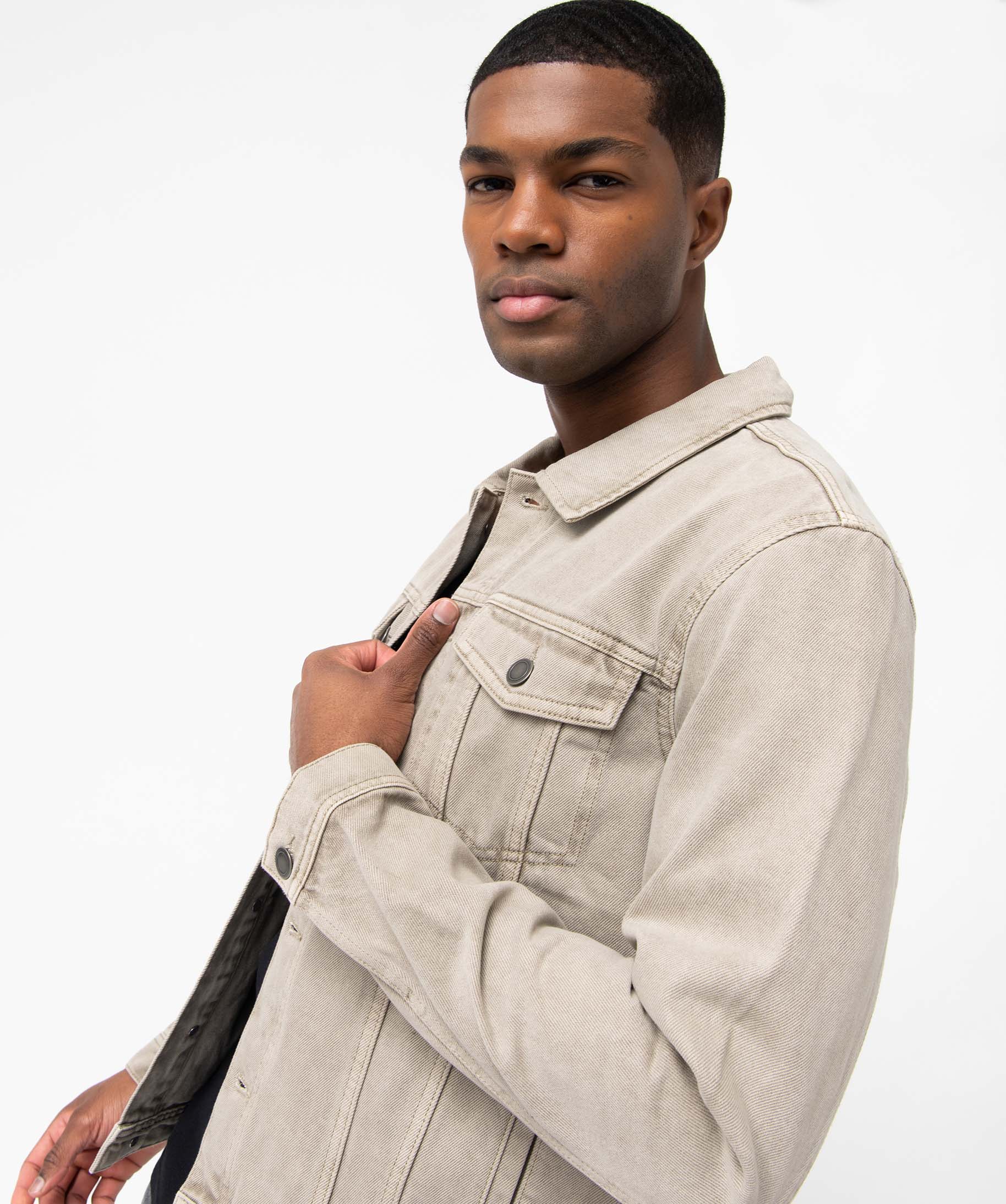 Veste en jean homme coupe droite beige | GEMO