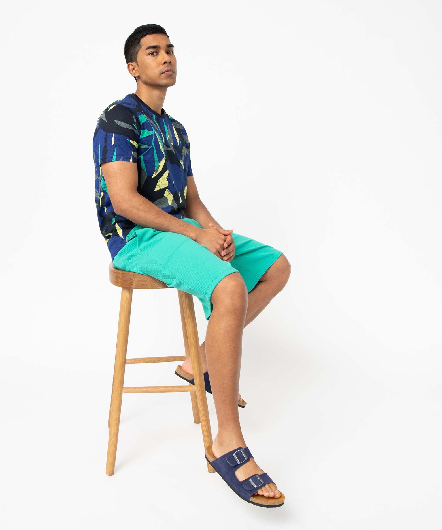 Bermuda homme en maille ctelée vert | GEMO
